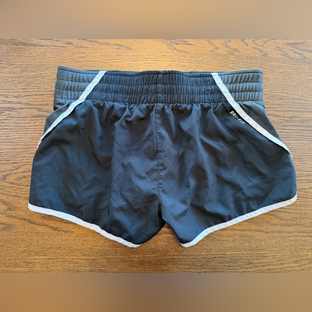 Nike Womens Black Athletic Running Shorts with Light Gray Trim - Picture 2 of 5